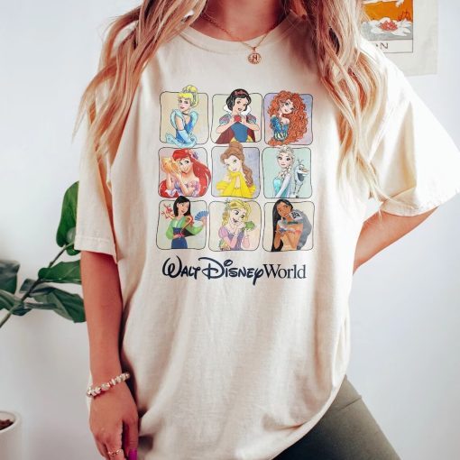 Retro Walt Disney World Princess Graphic T-shirt For Fan