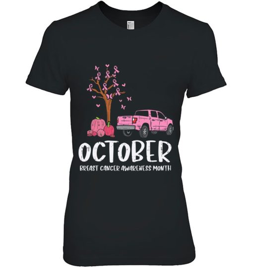 Ribbon Tree Truck October Breast Cancer Awareness Month Gift Shirts