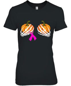 Skeleton Boobs Breast Cancer Awareness Pink Ribbon Pumpkin Shirt