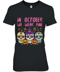 Sugar Skull October Pink Breast Cancer Awareness Halloween Shirt