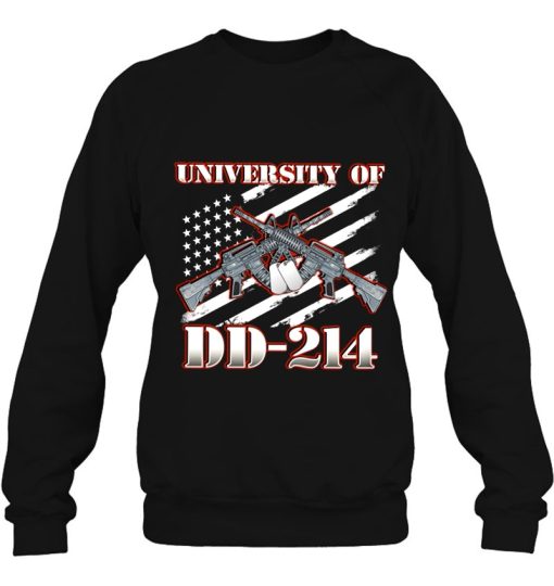 University Of Dd-214 Military Veteran American Flag Gun Shirt