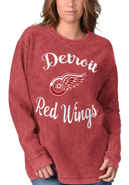 Vintage Detroit Red Wings Hockey Comfy Cord Crew Sweatshirt