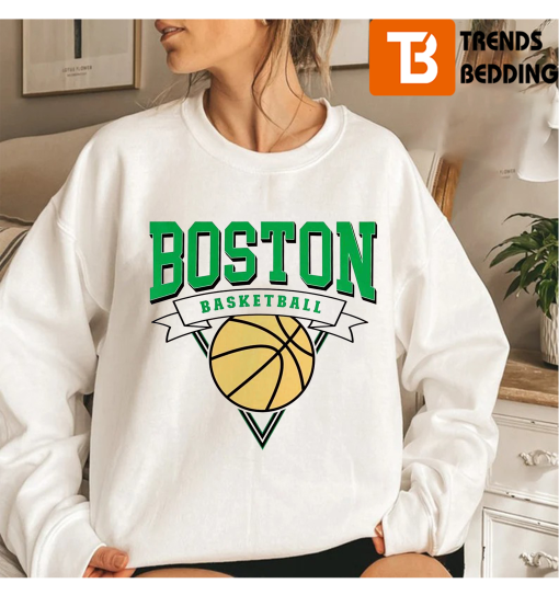 Vintage Style 90s Boston Basketball Crewneck Sweatshirt