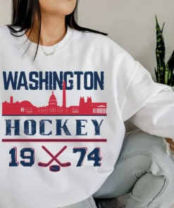 Vintage Style 90s Washington Capital Hockey Print Crewneck Sweatshirt