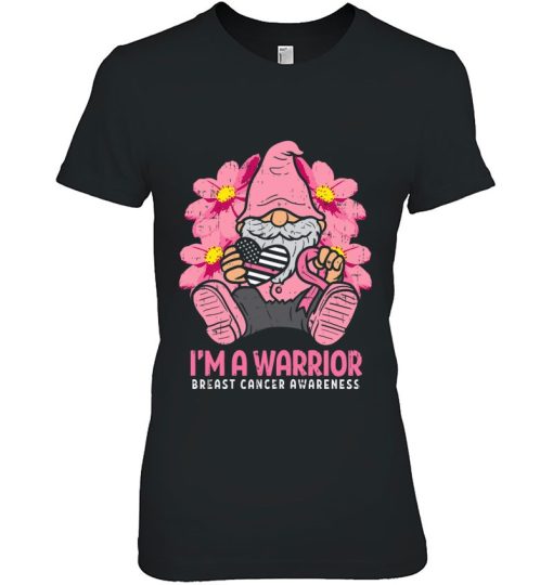 Warrior Pink Ribbon Gnome Breast Cancer Awareness Women Gift Shirts