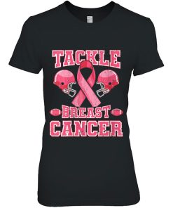 Womens Breast Cancer Awareness Football Ribbon Tackle V-Neck