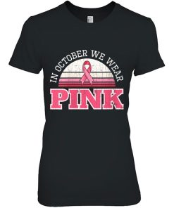 Womens Breast Cancer Awareness Pumpkin Gift In October We Wear Pink V-Neck