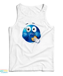 Blue Emoji Eating A Cookie Tank Top – Blue Emoji Eating A Cookie Tank Top –