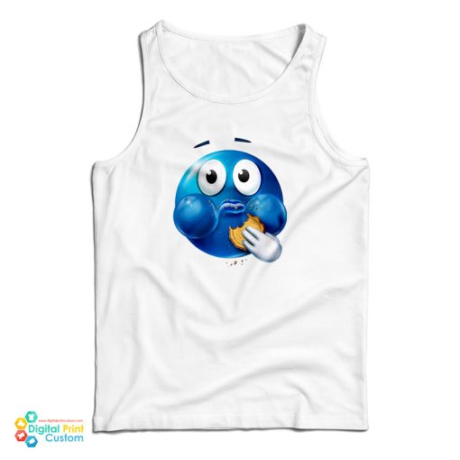 Blue Emoji Eating A Cookie Tank Top –