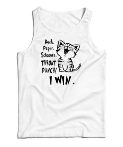 Cat Rock Paper Scissors Throat Punch I Win Tank Top For UNISEX