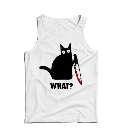 Cat What Murderous Black Cat With Knife Tank Top For Men And Women