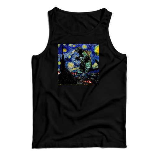 Godzilla Starry Night Van Gogh Tank Top