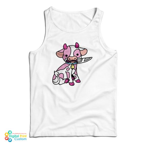 Pink Cow Knife Boyfriend Tank Top For UNISEX