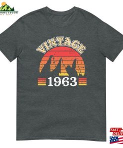 60Th Birthday T Shirt 1963 Vintage Mountains Hiking Funny Happy Party Shirt For Men Hoodie 3