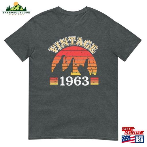 60Th Birthday T-Shirt – 1963 Vintage Mountains Hiking Funny Happy Party Shirt For Men Hoodie