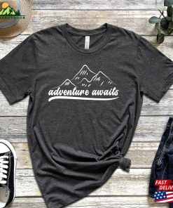 Adventure Awaits Hiking T-Shirt Hike Camp Outdoor Mountains Shirt Classic Hoodie