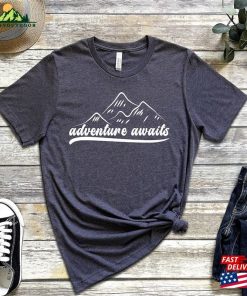Adventure Awaits Hiking T Shirt Hike Camp Outdoor Mountains Shirt Classic Hoodie 3