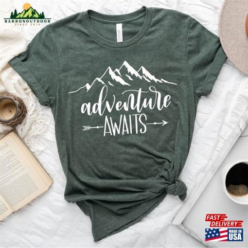 Adventure Awaits Shirt Explore More Hiking Mountain T-Shirt Unisex