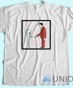 Alien Handshake With Man T Shirt Size S – 3XL Custom T-Shirt