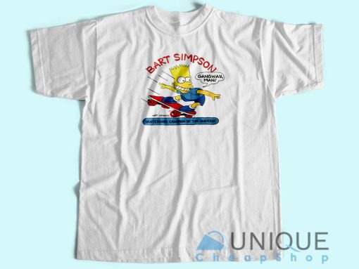 Bart Simpson Skateboard Champion T-Shirt Unisex Custom