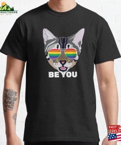 Be You Cat Lgbt Quote Rainbow Gay Classic T-Shirt Hoodie