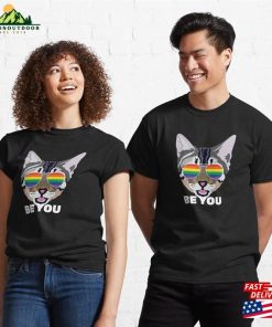 Be You Cat Lgbt Quote Rainbow Gay Classic T Shirt Hoodie 3