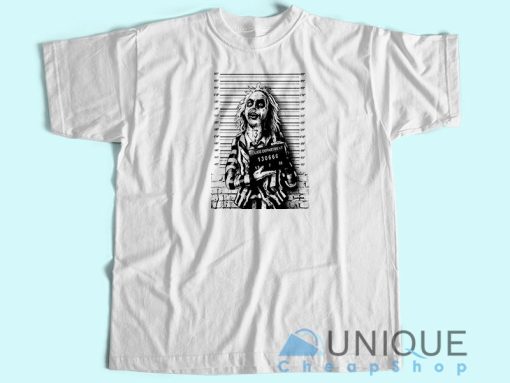 Beetlejuice Mugshot T-Shirt Unisex Custom Tee Shirt Printing