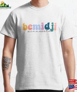 Bemidji Minnesota Groovy Rainbow Pastel Lettering Classic T Shirt 1 1