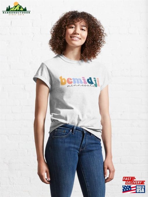 Bemidji Minnesota Groovy Rainbow Pastel Lettering Classic T-Shirt