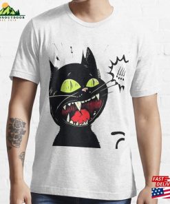 Black Cat With Yellow Eyes Laughing Essential T-Shirt Hoodie Unisex Black Cat With Yellow Eyes Laughing Essential T-Shirt Hoodie Unisex