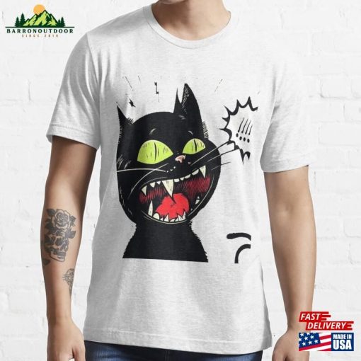 Black Cat With Yellow Eyes Laughing Essential T-Shirt Hoodie Unisex