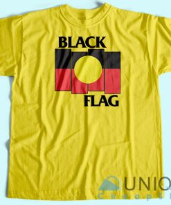 Black Flag X Aboriginal Flag T shirt Unisex Custom Tee Shirt Printing 3