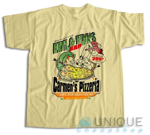 Buy! Pete and Elda’s Bar Carmen’s Pizzeria T-Shirt Size S-3XL