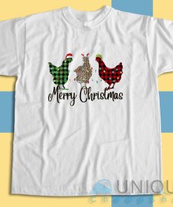 Buy Funny Christmas Chicken T-Shirt Size S-3XL