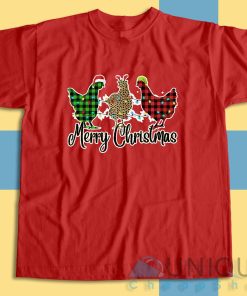 Buy Funny Christmas Chicken T-Shirt Size S-3XL
