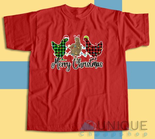 Buy Funny Christmas Chicken T-Shirt Size S-3XL