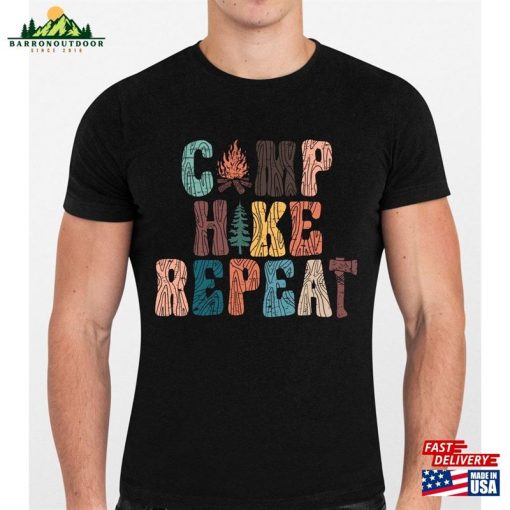 Camp Hike Repeat Shirt Camping Shirts For Women Retro Hiking T-Shirt Hoodie Sweatshirt