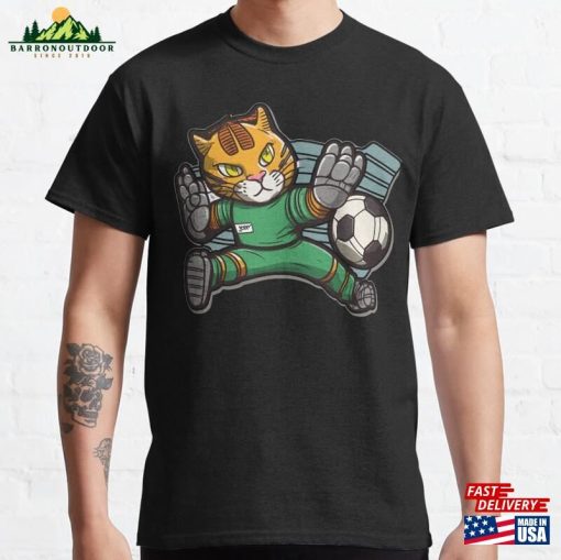 Cat Football Golkeeper Making A Save Classic T-Shirt Unisex