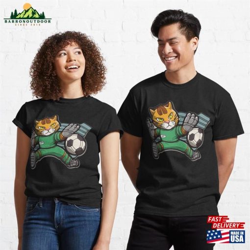 Cat Football Golkeeper Making A Save Classic T-Shirt Unisex