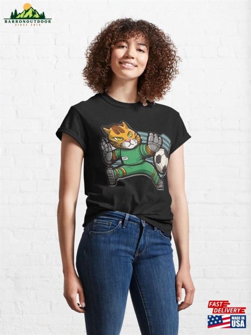 Cat Football Golkeeper Making A Save Classic T-Shirt Unisex