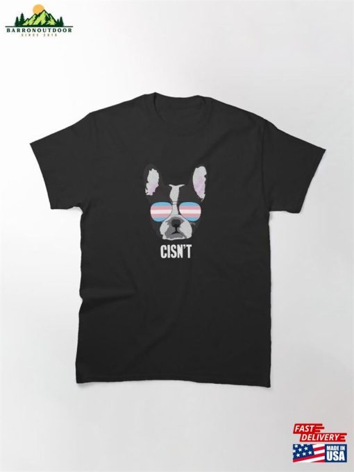 Cisn’t Funny Boston Terrier Dog Trans Pride Flag Classic T-Shirt Hoodie
