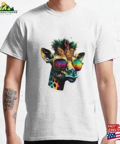 Cute Funky Giraffe Sticker Classic T-Shirt Unisex