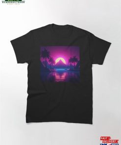 Cyber Oasis Vibrant Synthwave Vibes On The Island Classic T-Shirt Sweatshirt Unisex