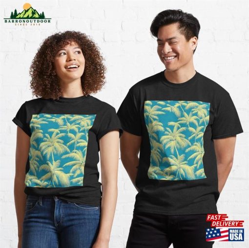 Exotic Hawaiian Palm Tree Pattern Tropical Island Theme Throw Pillow Classic T-Shirt Unisex Sweatshirt