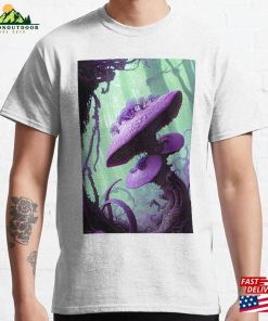 Fantasy Violet Fungal Mushrooms Iii Realms Scene Classic T Shirt Sweatshirt 1