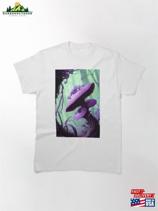 Fantasy Violet Fungal Mushrooms Iii Realms Scene Classic T-Shirt Sweatshirt