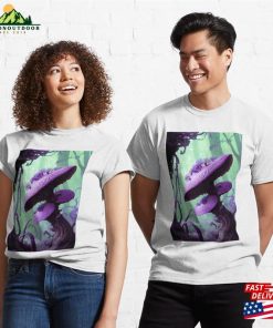 Fantasy Violet Fungal Mushrooms Iii Realms Scene Classic T Shirt Sweatshirt 3