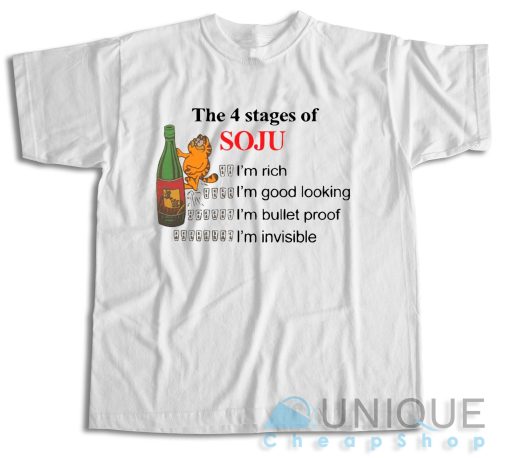 Get Now ! Garfield The 4 Stages Of Soju T-Shirt Size S-3XL