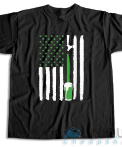Green Beer American Flag St. Patrick’s Day T-Shirt Size S-3XL