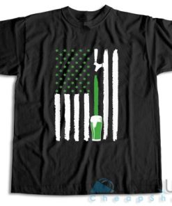 Green Beer American Flag St Patricks Day T Shirt Size S 3XL 3